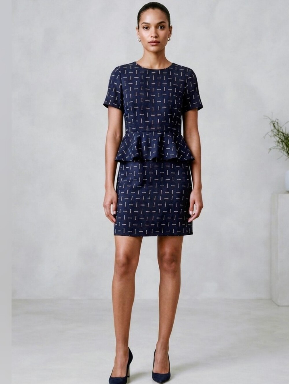 Club Monaco Navy Matchstick Peplum Dress 4
